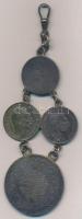 4db klf ezüstérme ékszerré alakítva, közte Oszmán Birodalom 1850. (1255) 20k Ag T:2,2- patina 4pcs of diff silver coins made into jewelry, inlcuding Ottoman Empire 1850. (1255) 20 Kurush Ag C:XF,VF patina