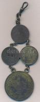 4db klf ezüstérme ékszerré alakítva, közte Oszmán Birodalom 1850. (1255) 20k Ag T:2,2- patina
4pcs ...