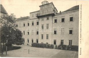 1908 Kalocsa, A J. T. érseki Stephaneum III. szakaszának udvara, teniszpálya, sport. Kiadja Jurcsó Antal