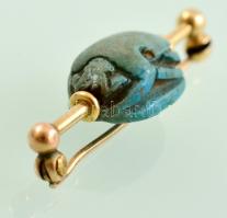 Arany (Au) 14K szkarabeuszos kitűző, jelzés nélkül, h: 3,5 cm