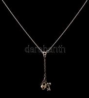 Ezüst(Ag) lánc, kulcsos szív medállal, jelzett, h: 36 cm, nettó: 2,4 g