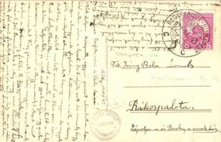 1928 Mezőszentgyörgy, Nagy Lajos mészáros és hentes üzlete, vendéglő. A lap írója (x-szel jelölve) m...