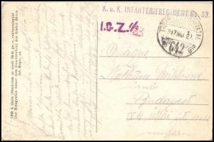 1917 Field postcard "K.u.k. INFANTERIEREGIMENT No.33." +"TP 642", 1917 Tábori posta képeslap "K.u.k. INFANTERIEREGIMENT No.33." +"TP 642"