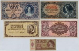 9db-os vegyes magyar pengő bankjegy tétel T:I-III