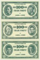 1999. 100Ft névértékű "Centenáriumi Fradi Forint" Sike, Jurikné, Mészáros, Dr. Lakat fényk...