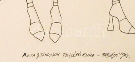 Parádi Gabriella (1970-): Divatrajzok, 3 db. Vegyes technika, papír, jelzett, felcsavarva, 42×60 cm