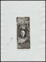 Olvashatatlan jelzéssel: Arc, vegyes technika, papír, 16,5×7 cm