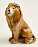 Zsolnay oroszlán, kézzel festett, jelzett, hibátlan, m: 13 cm,