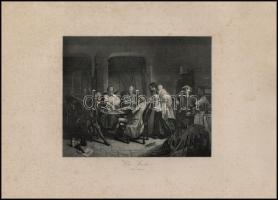 4 db vegyes témájú acélmetszet (Der Grossvater, Die Spieler, Aus der Schule, Die Nascherin)