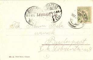 1907 Nagymaros, Fő tér a korzóval, Waldvogel cukrászda, Milleniumi emlékmű. Kiadja Divald Károly 932...