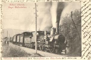 1903 Pilicsaba, Tábori vasútállomás, gőzmozdony, szerelvények