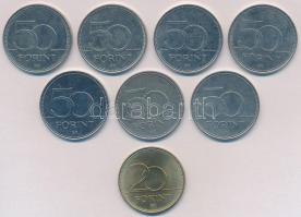 8db-os forgalmi emlékkiadás tétel, nagyrészt 50Ft-os címleteke valamint egy darab 2003. 20Ft "D...