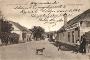 1909 Rétság, Fő utca, hentes, Adler Izidor üzlete és saját kiadása