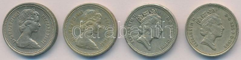 Nagy-Britannia 1983-1993. 1Ł (4x) T:2,2- Great Britain 1983-1993. 1 Pound (4x) C:XF,VF