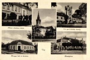 Vép, Állami általános iskola, Erdődy kastély, Községháza, Hangya bolt és kocsma, üzlet