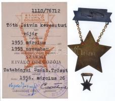 1956. "Szakma Kiváló Dolgozója - Bányászat" zománcozott kitüntetés miniatűrrel együtt ered...