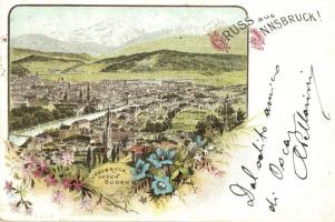 1897 (Vorläufer!) Innsbruck gegen Süden. floral, litho