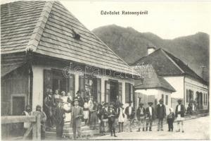 Ratosnya, Rastolita; utcakép, üzletek, sokadalom, a falu népe / street view, shops, people of the village