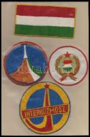 4 db felvarró (Kádár-címer, Interkozmosz, stb.) + Emberek a világűrben, űrkutatás, magyar űrhajósok,...