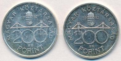 1992. 200Ft Ag "MNB" (2x) T:2