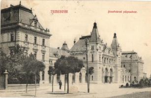 1910 Temesvár, Timisoara; Józsefvárosi pályaudvar, vasútállomás. Kiadja Káldor Zs. és Társa / Bahnhof / Iosefin railway station (fl)
