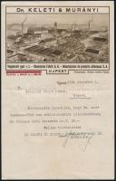 1941 Újpest, a Dr. Keleti & Murányi Vegyészeti Gyár munkaigazolása díszes fejléces papíron