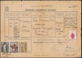 1944 Budapest, születési anyakönyvi kivonat okmánybélyegekkel