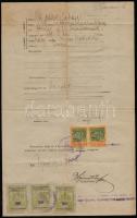 1923 Budapest, születési anyakönyvi kivonat okmánybélyegekkel