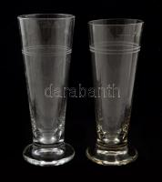 Régi 2 dl-es sörös poharak, kopásnyomokkal 2 db, csorba nélkül, m: 16,5 cm (2×)