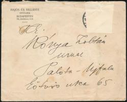 1911 Hajós Alfréd (1878-1955) olimpiai bajnok, építészmérnök kézzel írt levele üzleti ügyben, "...