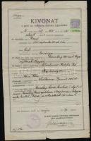 1923-1942 3 db hitközségi születési ill. házassági anyakönyvi kivonat (Pest, Miskolc), okmánybélyegekkel