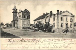 1902 Szepesszombat, Georgenberg, Spisská Sobota; Fő tér, templom, üzlet / main square, church, shop (EK)