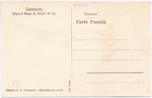 Constanta, Vaporul Dacia in flacari de foc / burning SS Dacia during the explosion