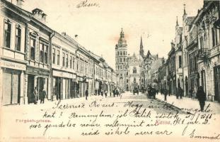 1901 Kassa, Kosice; Forgách utca, dóm, székesegyház, Friedman Vilmos üzlete. Divald műintézetéből 6. / street view, shops, cathedral (Rb)