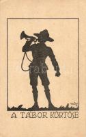A tábor kürtöse; a K.E.G. (Katolikus Egyetemi Gimnázium) cserkészcsapatok kiadása / Hungarian scout art postcard s: Velősy B.