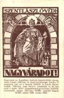 Nagyvárad, Oradea; Szent László védi Nagyváradot! / Ladislaus I of Hungary protects Oradea! Hungarian irredenta art postcard s: Tary