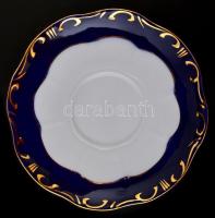 Zsolnay Pompadour teás csésze és alj, kézzel festett, jelzett, enyhén kopott aranyozás