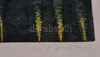 Barta Ernő (1878-1956): Fényárban a Halászbástya. Színes litográfia, papír, jelzett, 22×18 cm