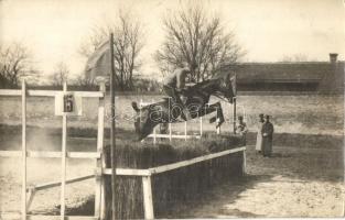 1914 Akadályugratás katonai táborban / obstacle jumping in a k.u.k. military camp. photo