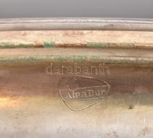 Ezüstözött alpakka füles tálca, jelzett (Keltum), jó állapotban, 56×32 cm