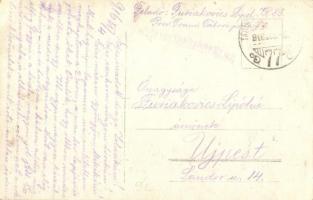 1916 Katonai kilátó magaslat az erdő szélén / WWI K.u.k. military watch tower in the forest. photo +...