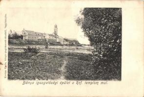 Nagybánya, Baia Mare; Bányaigazgatósági épület, Református templom. Kiadja Kovács Gyula / mine directorate office, Calvinist church (EK)