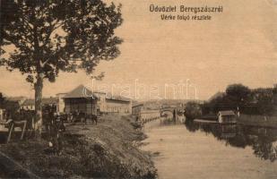 Beregszász, Berehove; Vérke folyó részlete, híd. W. L. 1929. / Verke riverbank, bridge (EK)