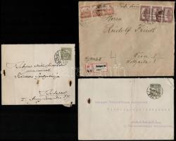 7 db érdekesebb levélzárós küldemény, közte Légvédelmi Liga, Gyermekvédő Liga, Magyar Iskola Egyesül...