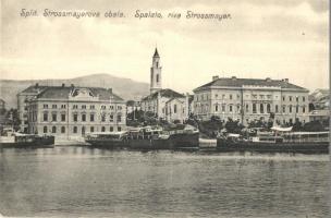 Split, Spalato; Strossmayerova obala / Riva / port with steamships