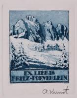 Adolf Kunst (1882-1937): 43 db különféle ex libris, többsége rézkarc és aláírt, 7×8-16×15- cm