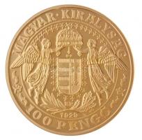 DN "Magyar Aranyóriások - Szent László 100 Pengő 1929" aranyozott Cu utánveret T:PP