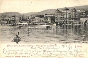 1902 Fiume, Rijeka; Palazzo Adria e governo maritimo / Adria Palast u. Seebehörde / palace, maritime government, steamship
