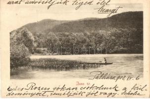 1902 Nagyszalánc, Szalánc, Salanc, Slanec; Izra tó, csónak / Izra lake, rowing boat
