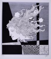 Szász Endre (1926-2003): Női arc. (Emese). Szitanyomat, sorszámozott, jelzett, 40×35 cm